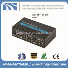 (METAL) Altavoz video de la alta calidad V1.3 1080P 3D 2x1 HDMI Interruptor video del interruptor 2Port HDMI para la cámara de HDTV DVD DV